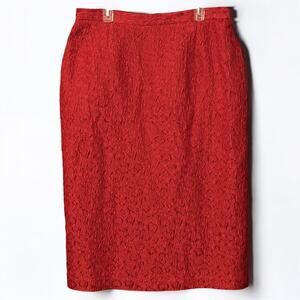 Vintage Y2K Nubiano New York Red Jacquard Midi Skirt Plus Size 18 Holiday Party